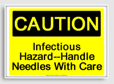 free printable infectious hazard--handle needles with care osha  sign 