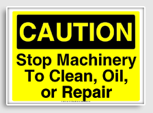 free printable stop machinery to clean, oil, or repair osha  sign 