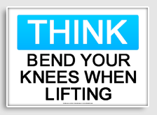 free printable bend your knees when lifting osha  sign 
