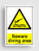 free printable beware diving area  sign 