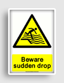 free printable beware sudden drop  sign 